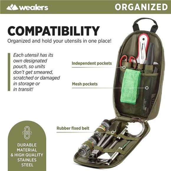 12 Piece Camp Kitchen Cooking Utensil Set Travel Organizer Grill Accessories - Picture 5 of 6